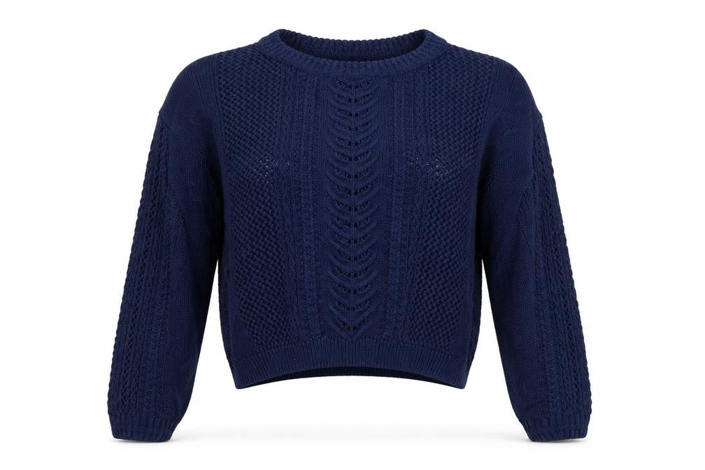 Front view of Love Milly women’s blue knit jumper, size S