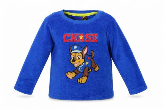 Front view of Paw Petrol boys’ blue jumper, size 2-3, years