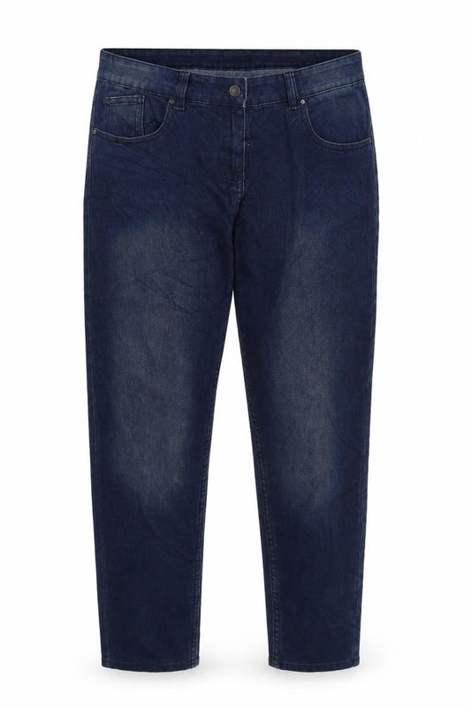 Front view of beloved women’s blue cropped jeans, size UK 42, 27-inch leg