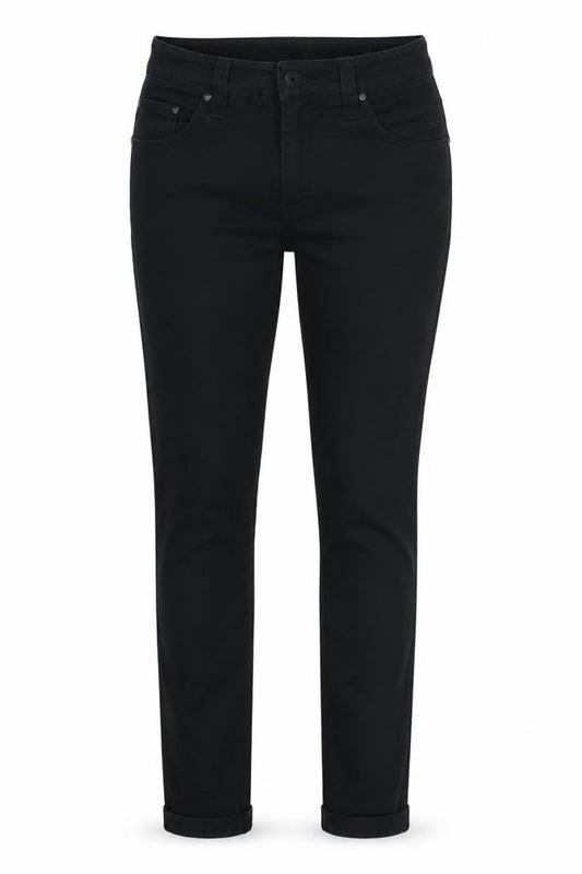 Front view of H&M women’s black skinny jeans, size UK 34, 28-inch leg