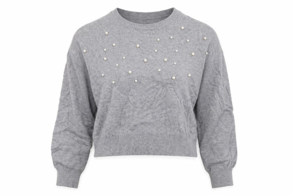 Front view of H&M women’s grey jumper, size M
