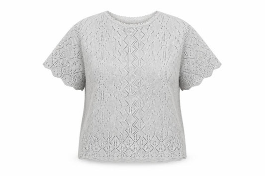 Front view of Berkertex women’s silver jumper, size UK 14