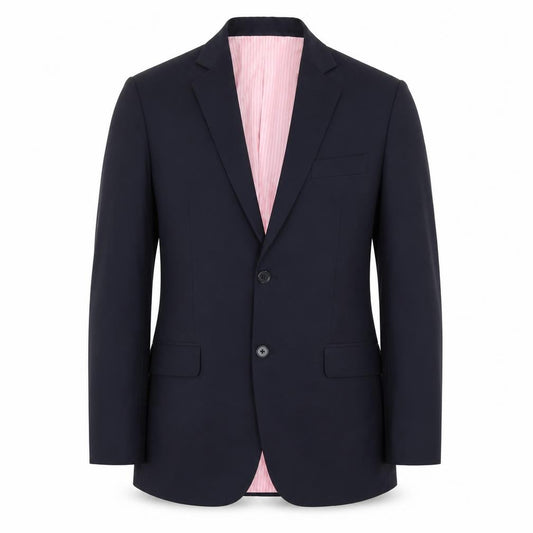 Front view of Raymon men’s blue jacket suit jacket, size 34