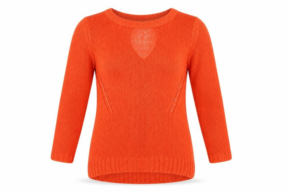 Front view of F&F women’s orange knit jumper, size UK 10