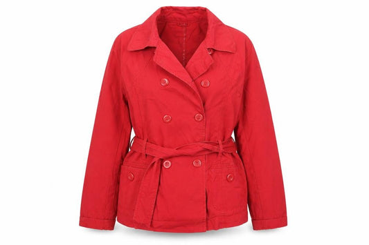 Front view of Cherokee women’s red jacket coat, size UK 16