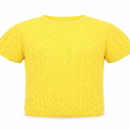Mango Girls Yellow  Knit Pullover Jumper Size 9-10 Years