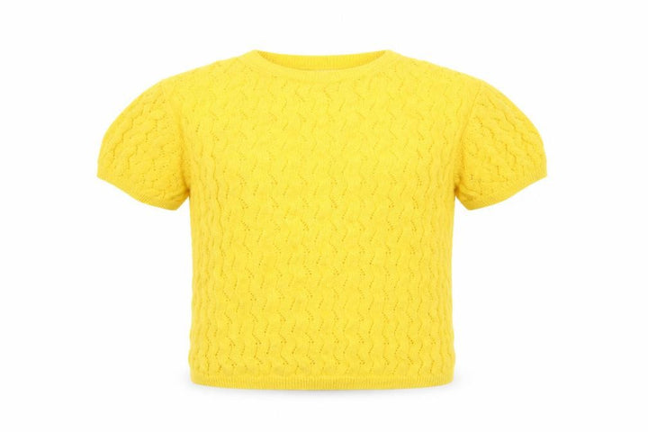 Mango Girls Yellow Knit Pullover Jumper Size 9-10 Years