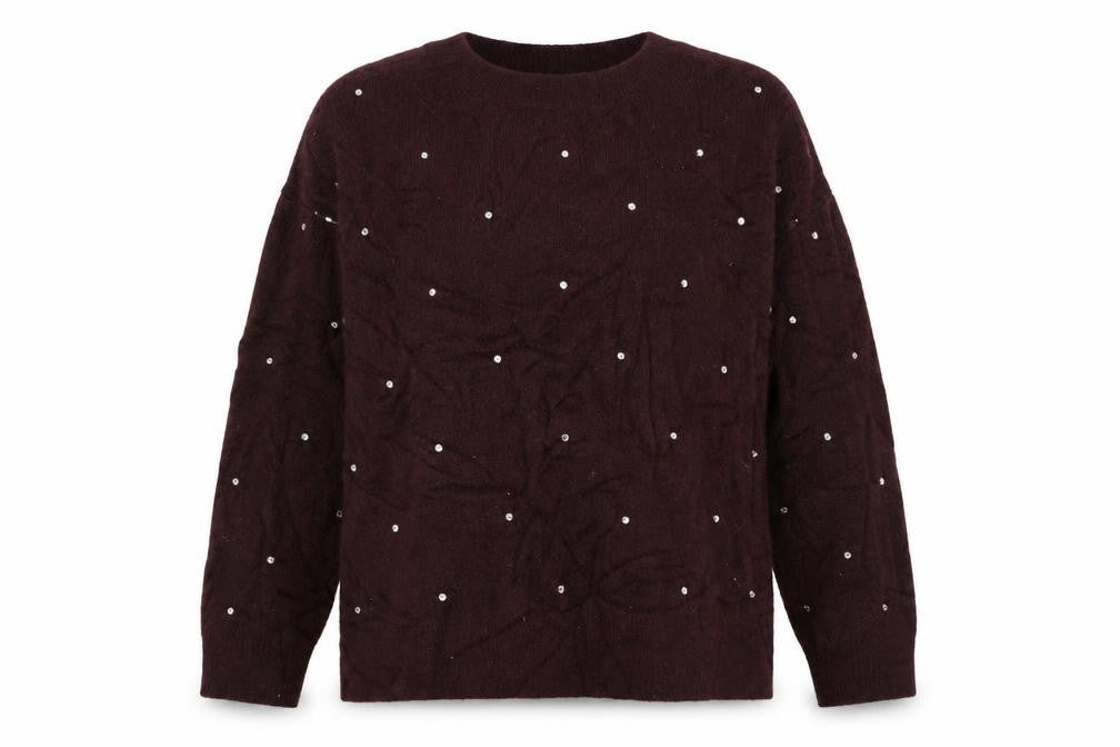 Front view of H&M women’s purple jumper, size UK 12
