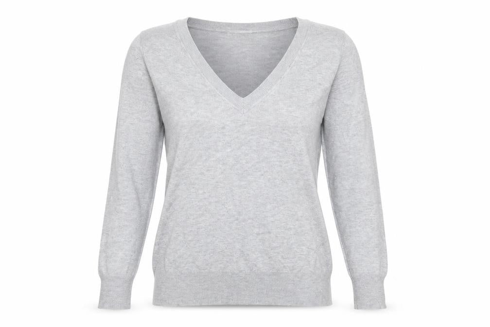 Front view of New Look women’s grey knit jumper, size UK 10