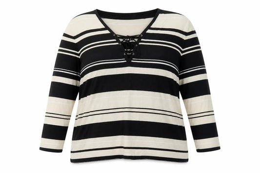 Front view of Principles women’s brown striped knit jumper, size UK 18