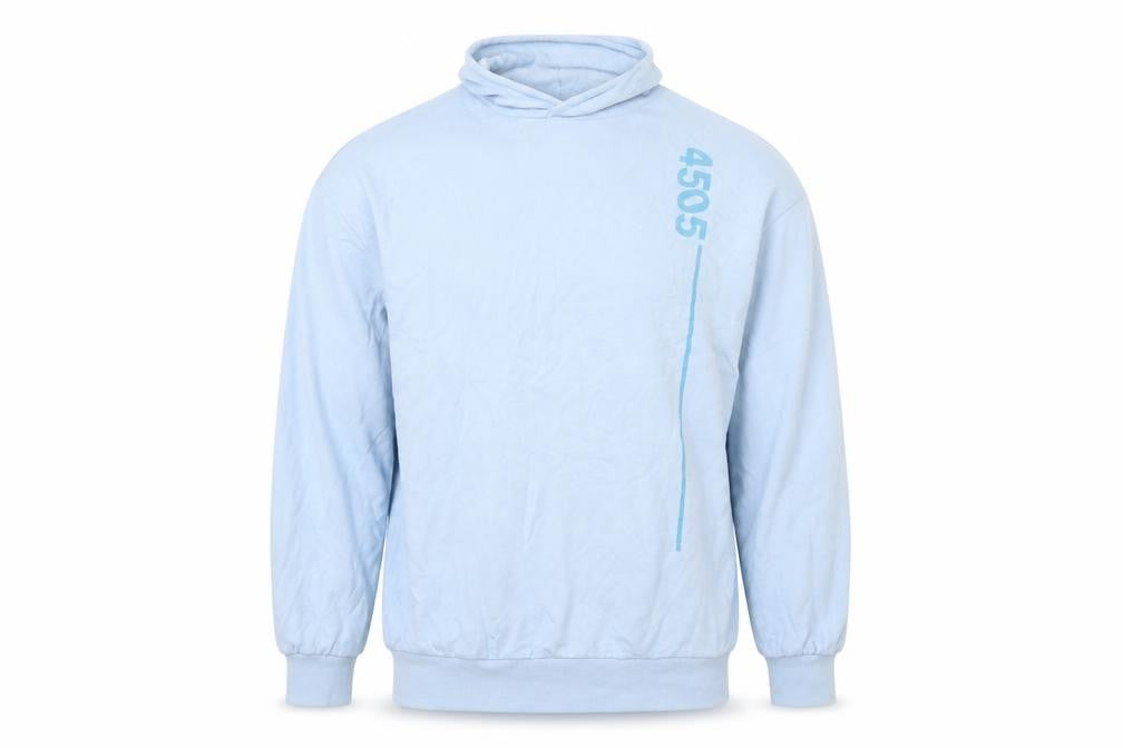 Front view of ASOS men’s blue pullover sweatshirt, size S