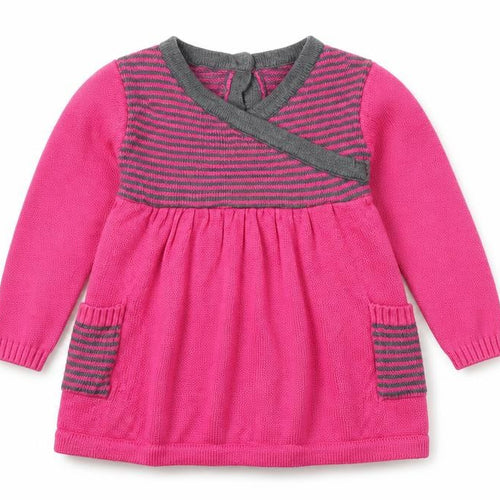 Sophie and Sam Girls Pink Striped Knit Jumper Dress  Size 12-18 Months
