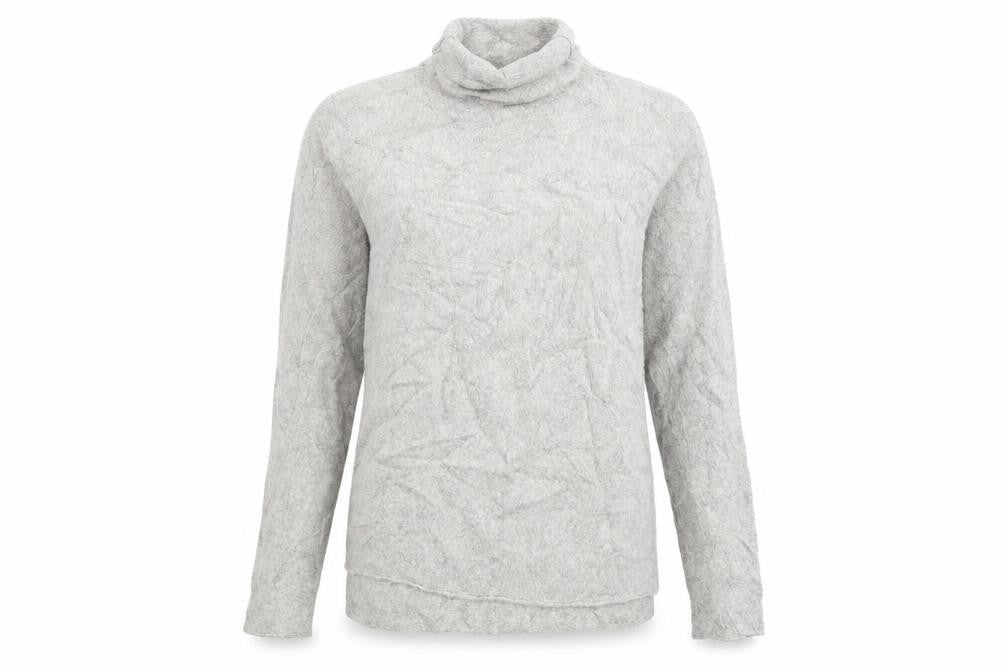 Front view of Preworn women’s grey knit jumper, size L
