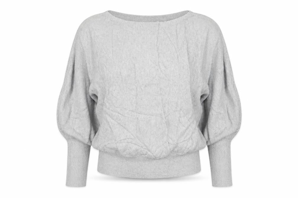 Front view of RESERVED women’s grey knit jumper, size S, - oversized