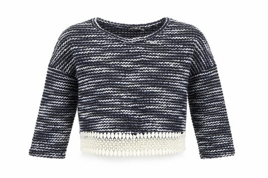 Front view of Atmosphere women’s multicoloured striped jumper, size UK 12, - cropped