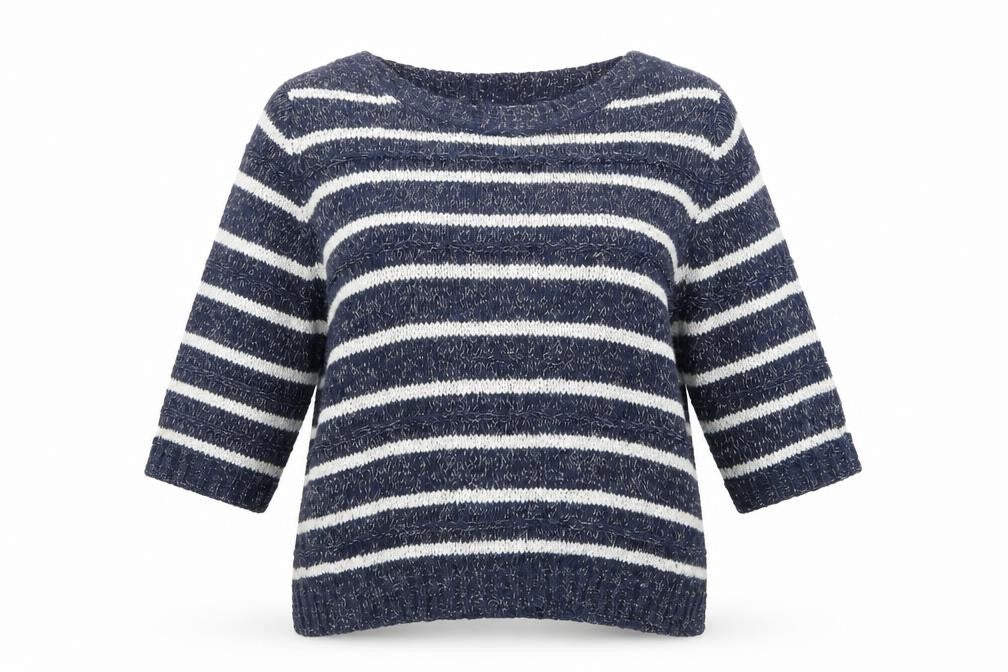 M&Co Womens Blue Striped  Pullover Jumper Size 16