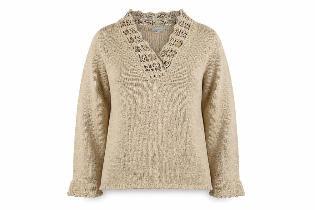 Front view of Marks & Spencer women’s beige jumper, size L