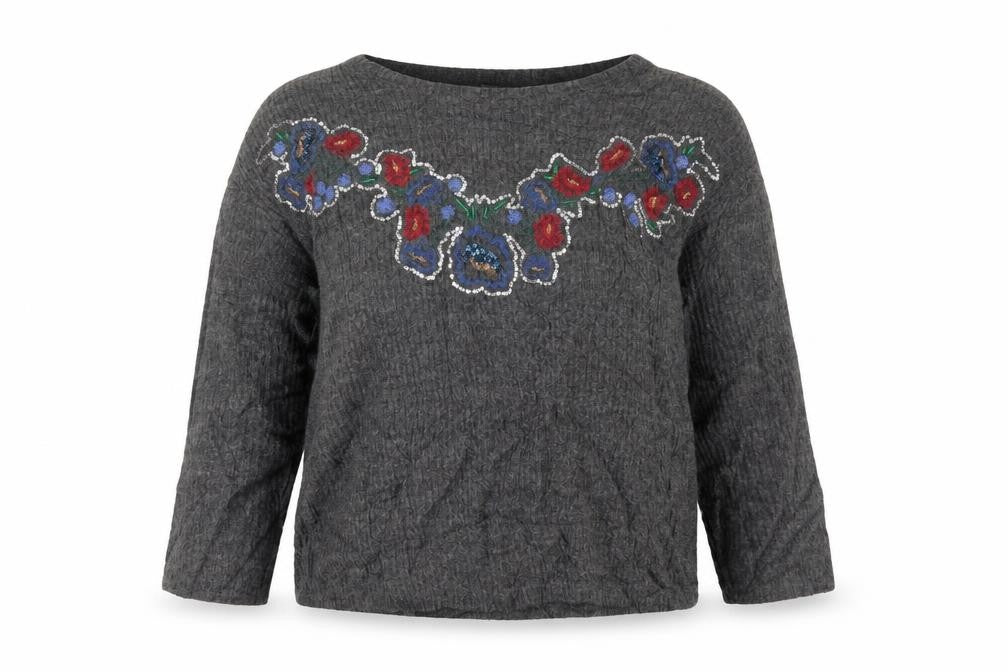 Front view of Zara women’s grey jumper, size M