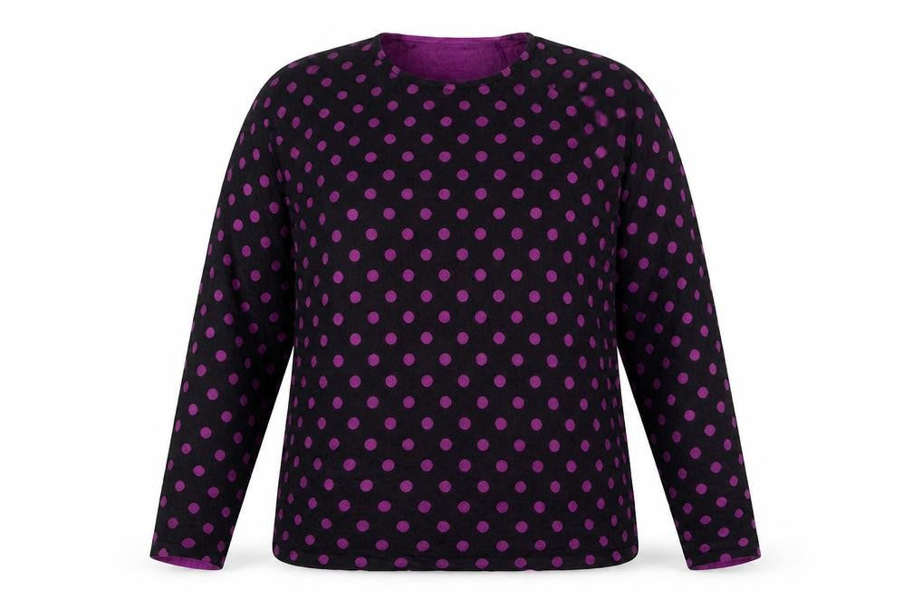 Front view of Jumper women’s black polka dot jumper, size L
