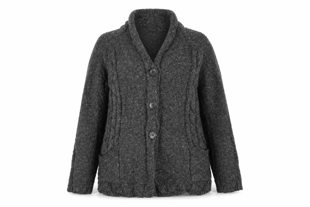 Front view of Next women’s grey knit jacket, size XL