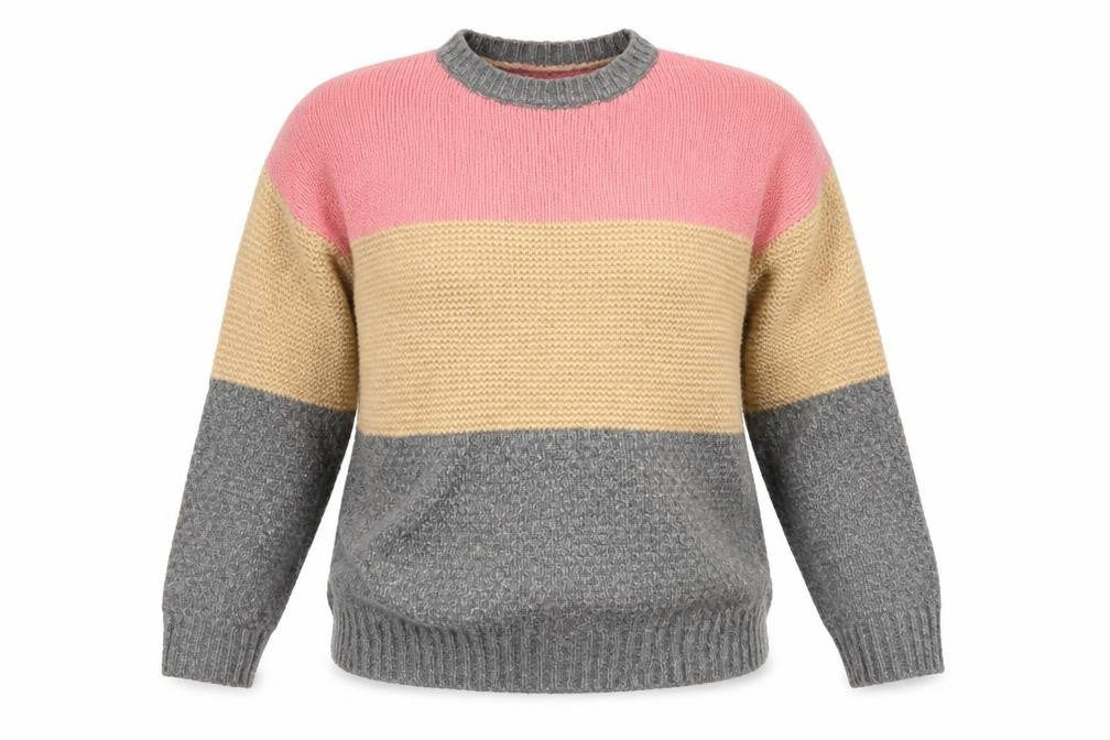 Front view of Marks & Spencer women’s grey striped jumper, size M
