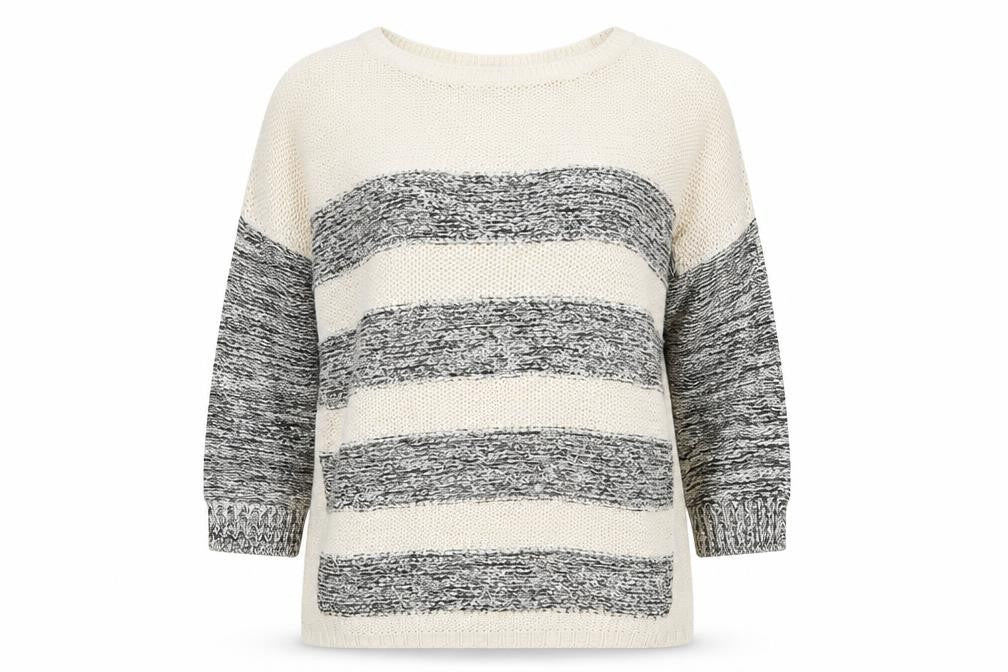 Front view of George women’s ivory striped jumper, size UK 10