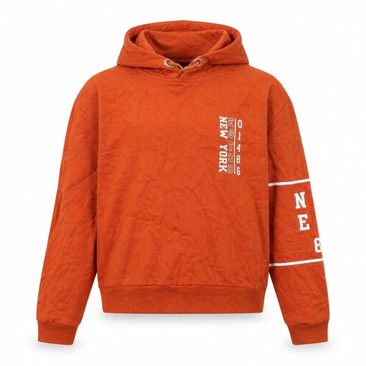 Front view of New Look boys’ orange pullover hoodie, size 10, years