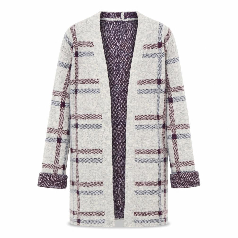 M&S Womens Beige Check  Cardigan Jumper Size S