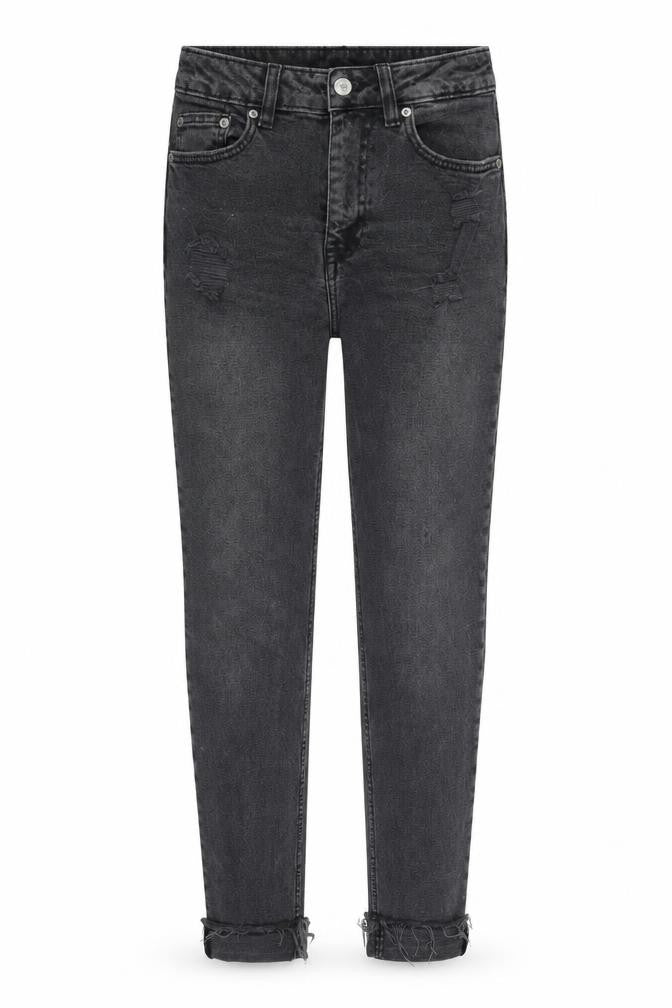Front view of H&M women’s grey skinny jeans, size UK 8, 26-inch leg