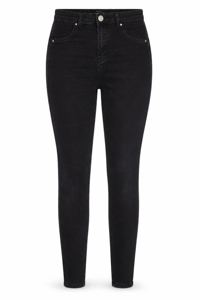 Front view of Select women’s black denim skinny jeans, size UK 12, 27-inch leg