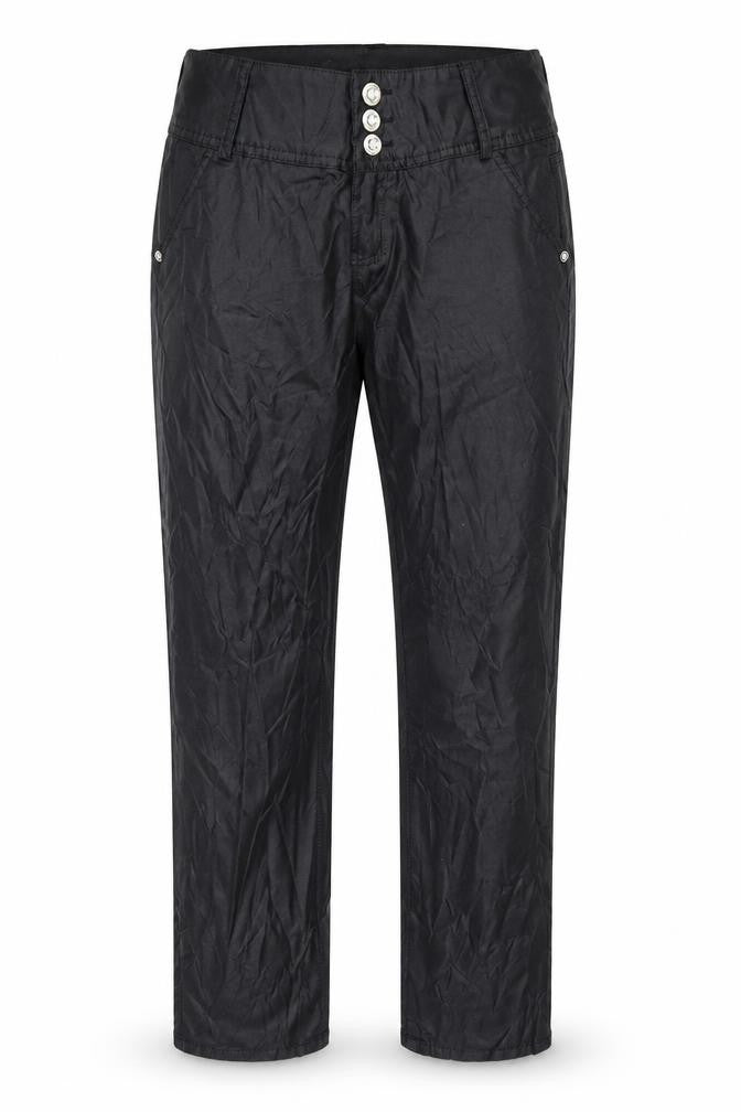 CTM moda Womens Black   Trousers  Size 29 in L30 in - Wet Look