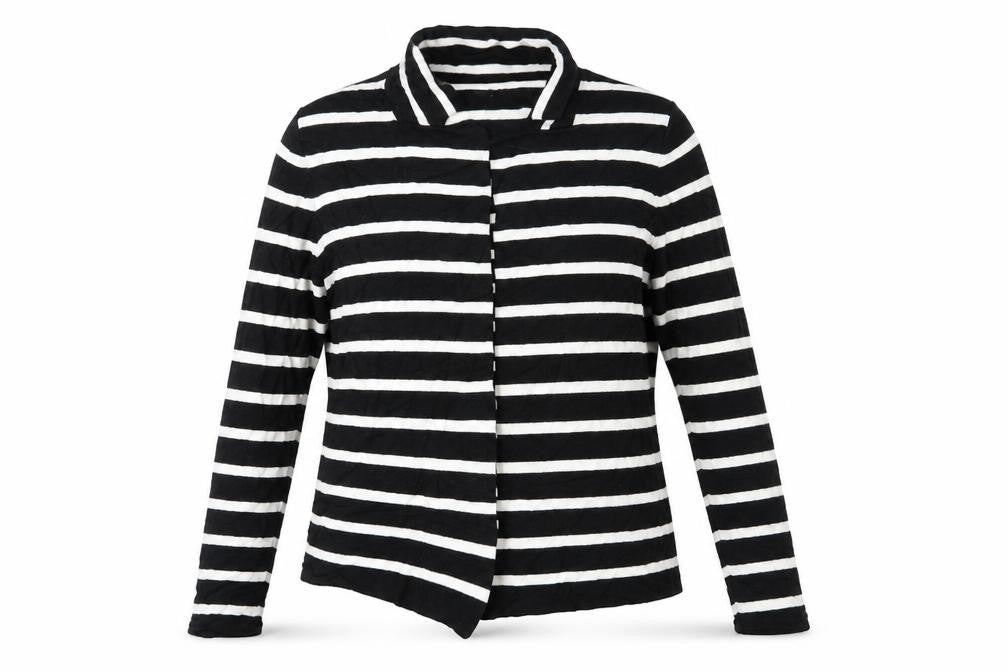 Marks and Spencer Womens Black Striped Knit Cardigan Jumper Size 14