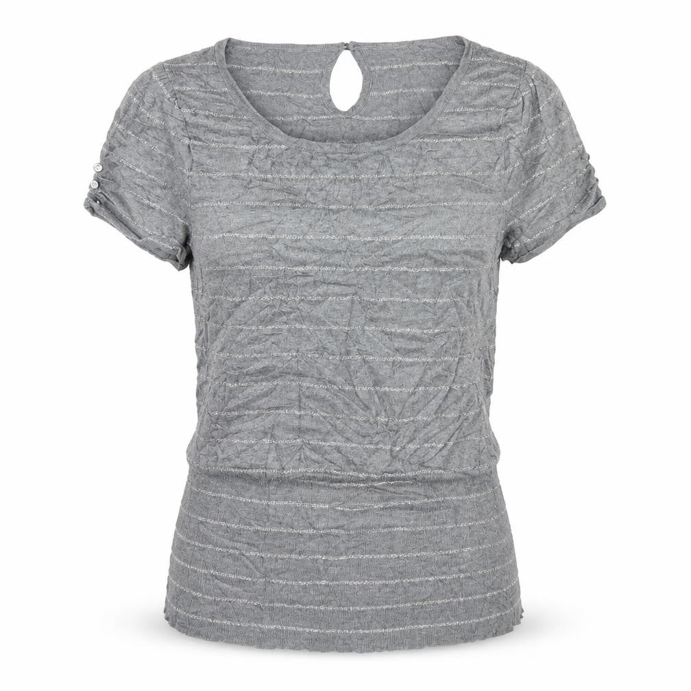 Front view of Express women’s grey striped knit jumper, size M