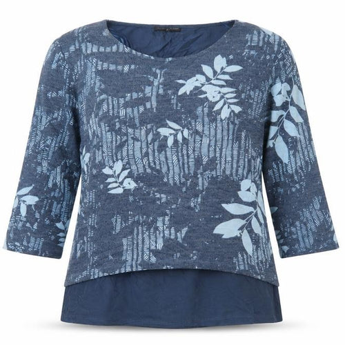 Viz A Viz Womens Blue Floral Knit Pullover Jumper Size M