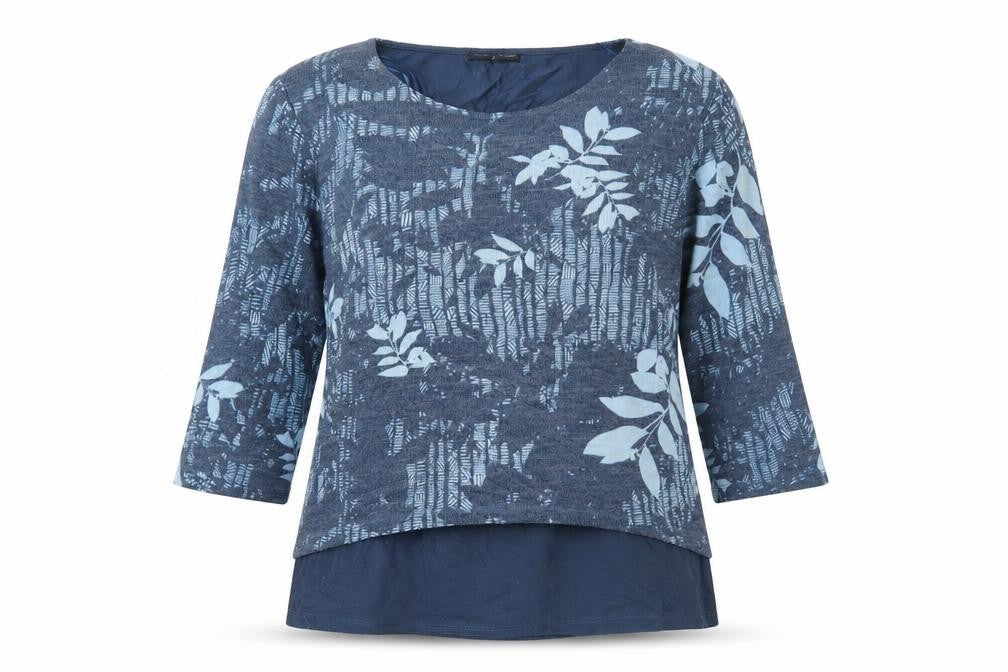 Viz A Viz Womens Blue Floral Knit Pullover Jumper Size M