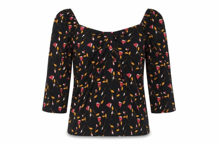 George Womens Black Floral Basic Blouse Size 8