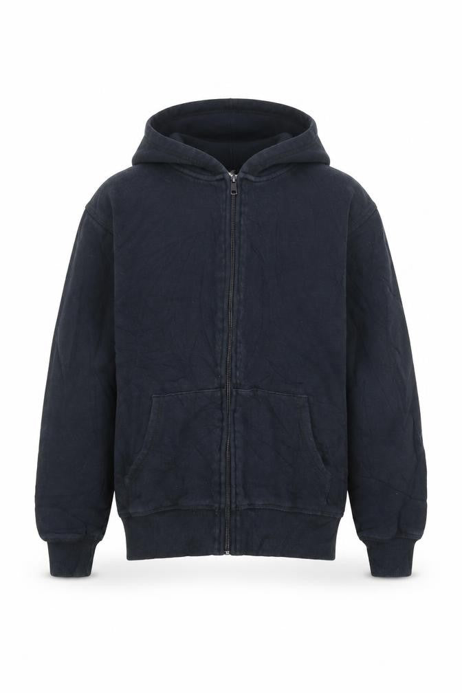 Front view of H&M boys’ black full zip hoodie, size 10-11, years