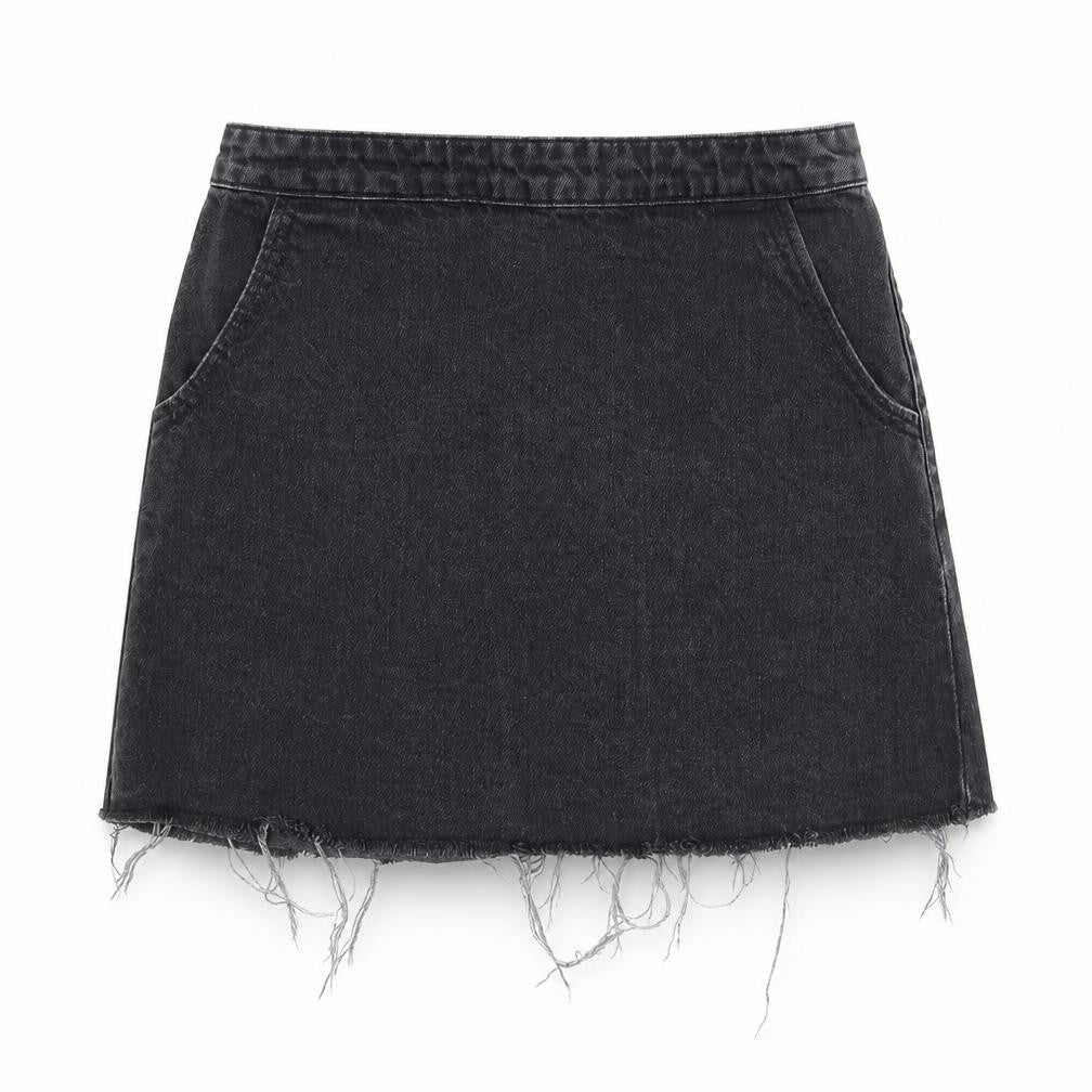 Topshop Womens Black  Denim A-Line Skirt Size S