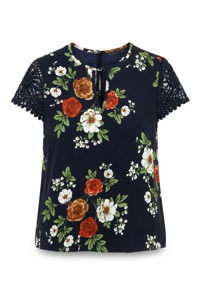SHEIN Womens Blue Floral  Basic Blouse Size XS
