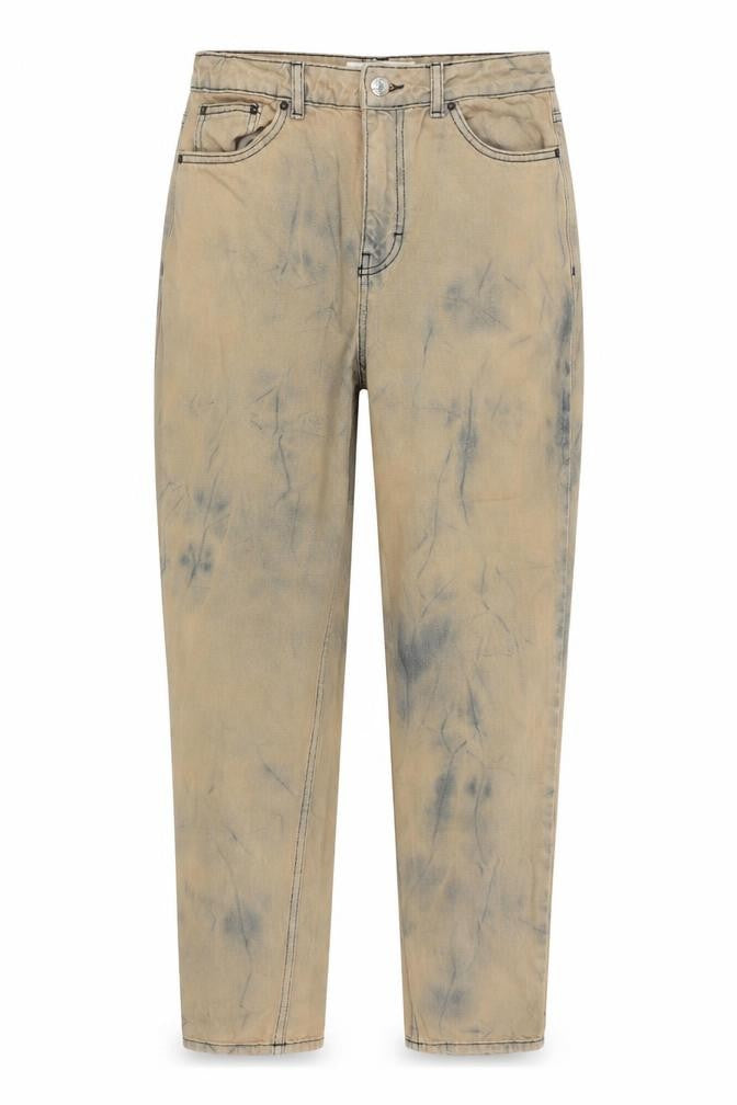 Front view of Topshop women’s orange mom jeans, size UK 28, 32-inch leg