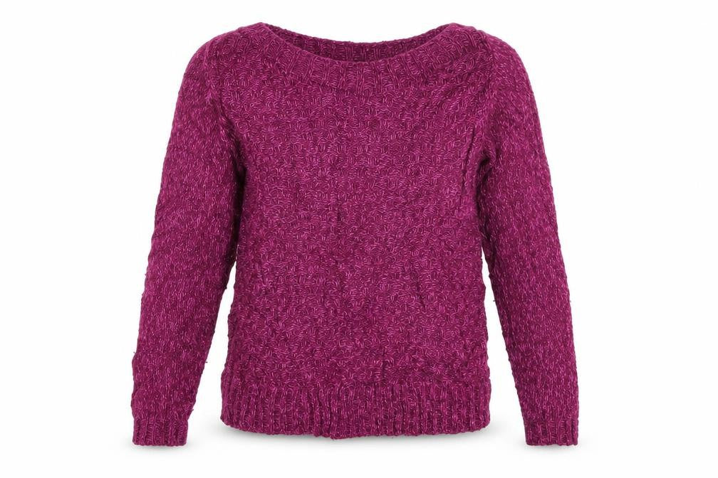 Front view of Marks & Spencer women’s purple jumper, size UK 12