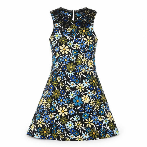 TopshopBUE Womens Black Floral  Fit & Flare  Size 8