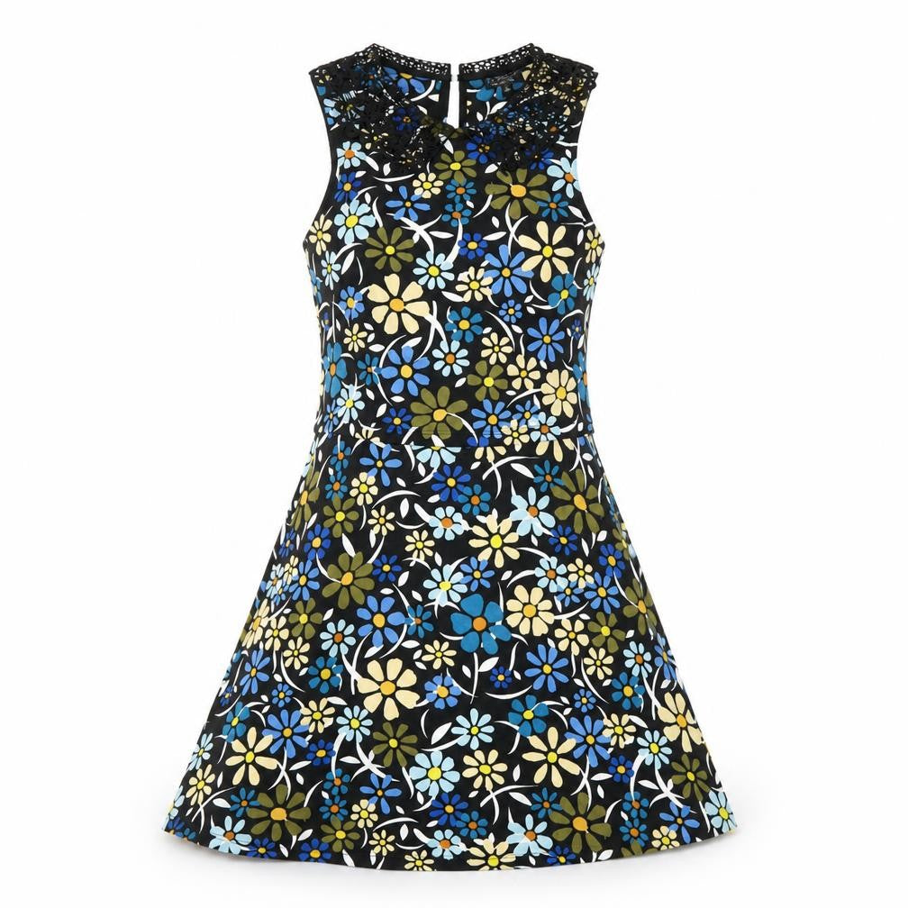 TopshopBUE Womens Black Floral  Fit & Flare  Size 8