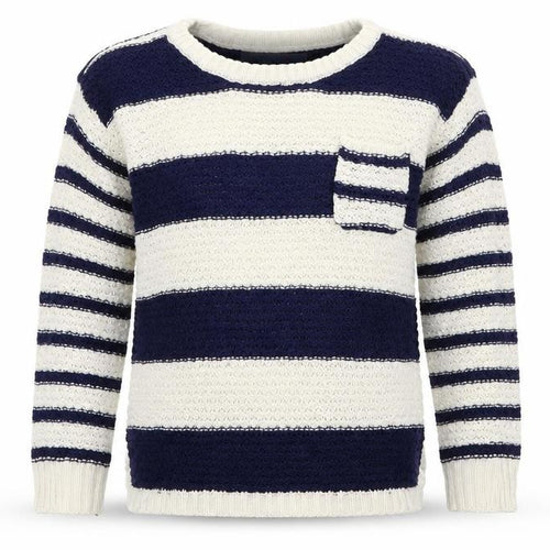 M&Co Girls White Striped Knit Pullover Jumper Size 5-6 Years