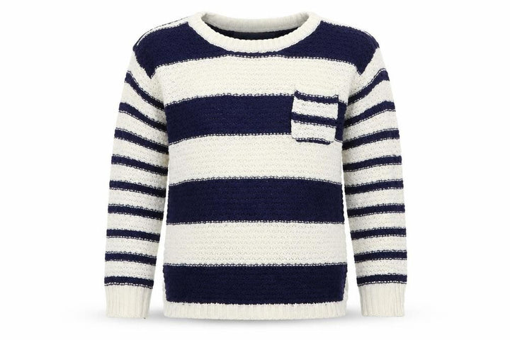 M&Co Girls White Striped Knit Pullover Jumper Size 5-6 Years