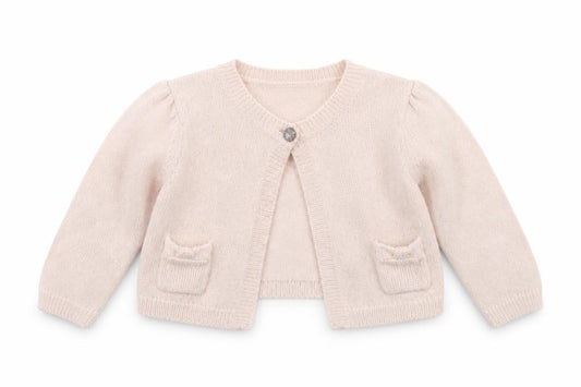 Front view of Next girls’ pink knit cape jumper, size 12-18, months