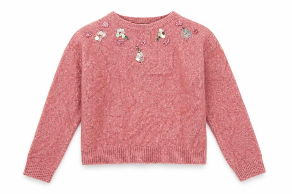 Front view of Marks & Spencer girls’ pink jumper, size 11-12, years