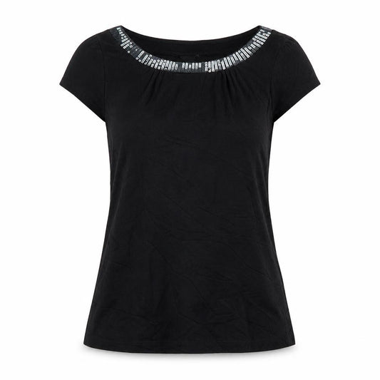 Front view of H&M women’s black basic t-shirt, size M