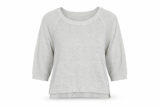 Front view of H&M women’s grey basic t-shirt, size S