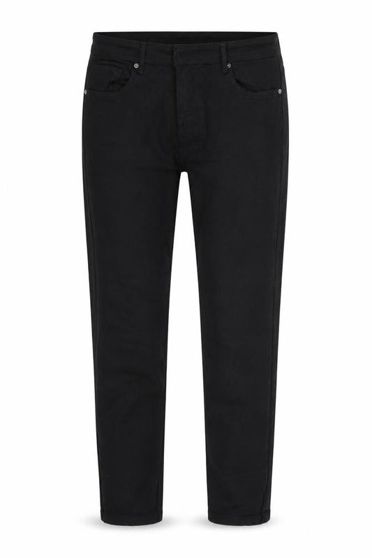 Front view of Denim & Co. women’s black straight jeans, size UK 34, 30-inch leg